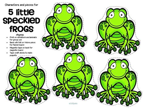 5 Little Speckled Frogs Printable